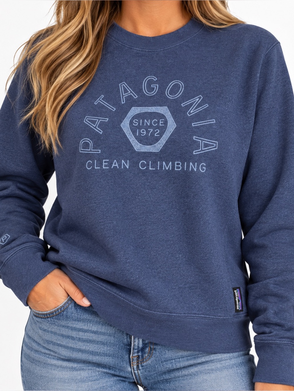 Patagonia Clean Climbing Since 1972 Crewneck Sweatshirt Blue Men’s Size Small